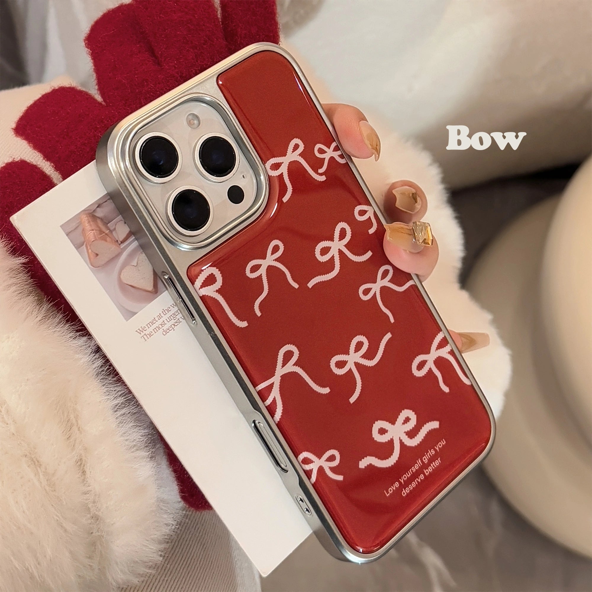 Wine & White Ribbon - iPhone Case